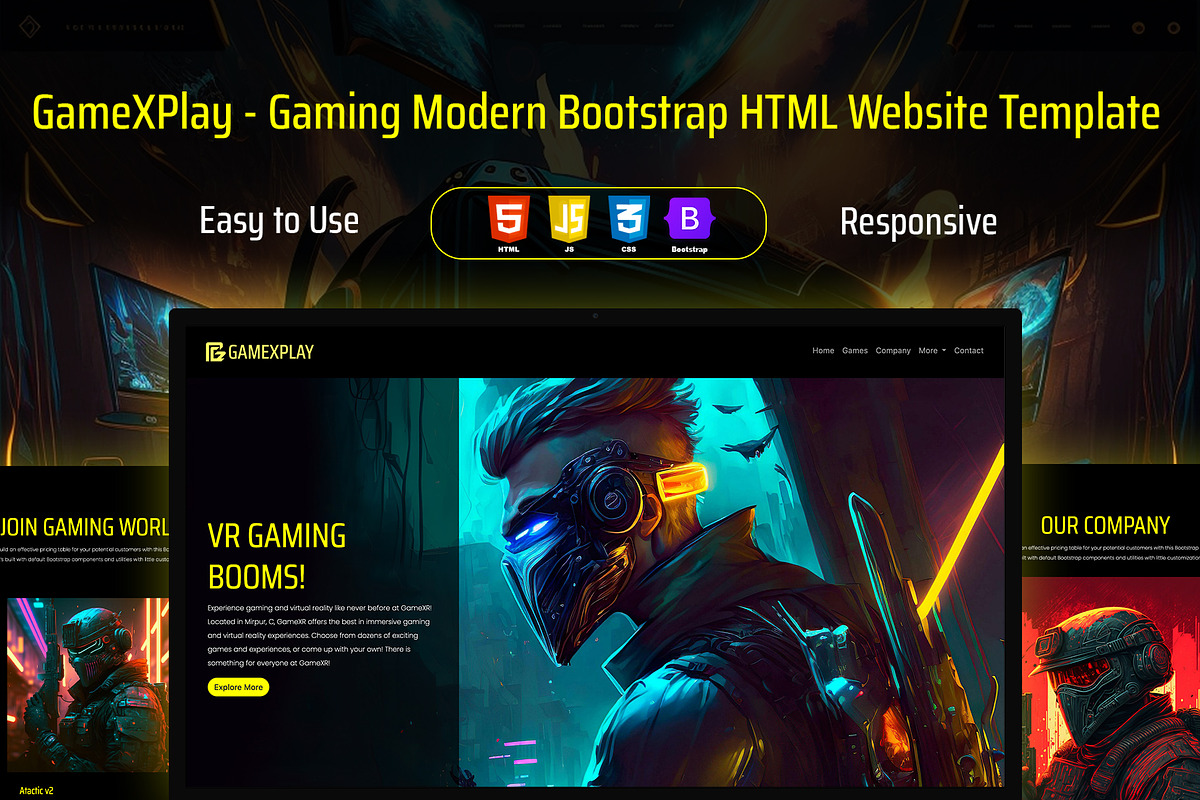 GameXPlay–Gaming HTML Template, a Landing Page Template by SNIPESCIENTIST (Photo 1 of 6)