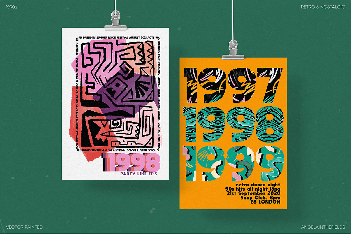 1990s Nostalgic Vector Patterns, a Pattern Graphic by angelainthefields (Photo 5 of 9)