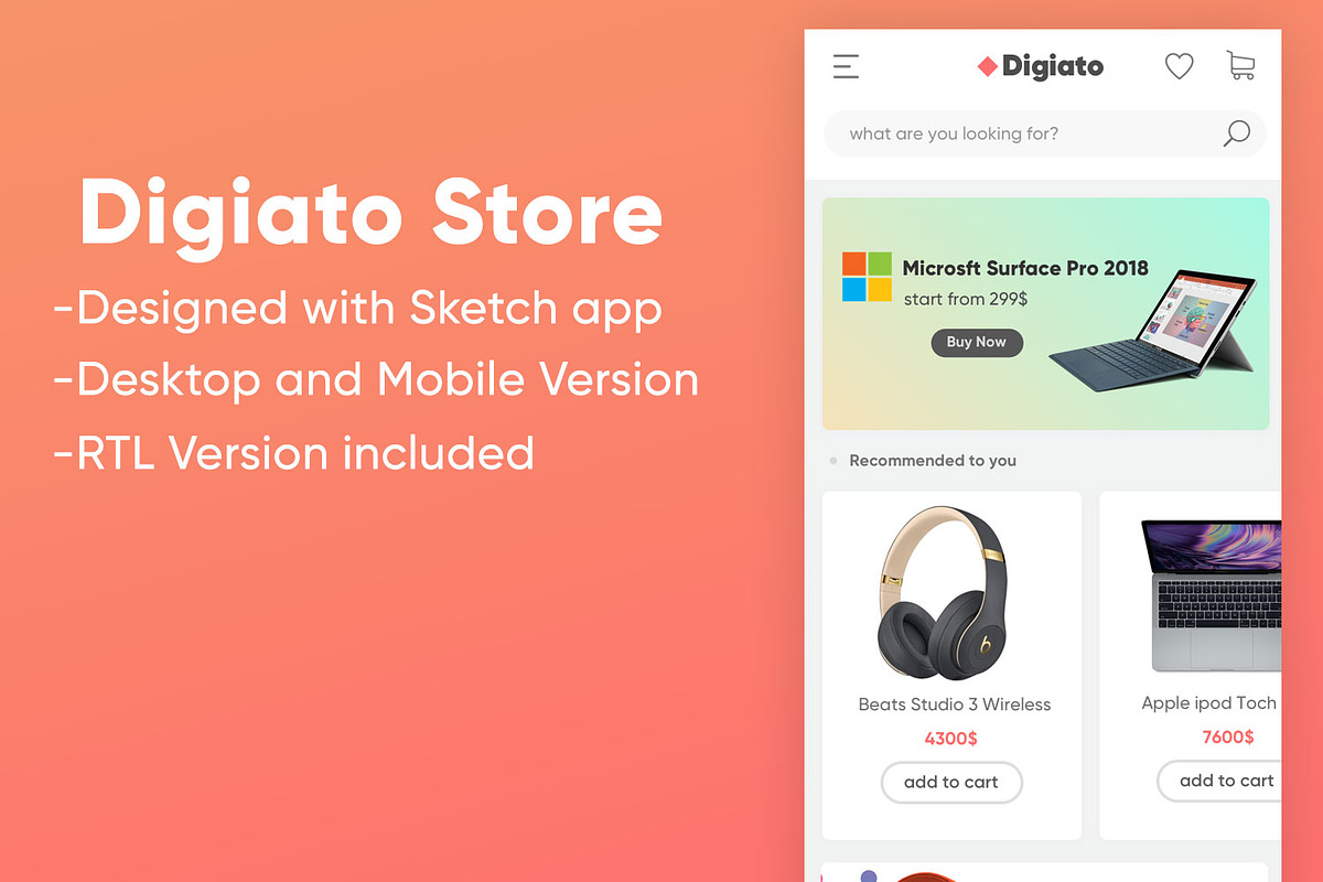 Digiato Store Design (RTL included), an App Template by Radian (Photo 4 of 4)