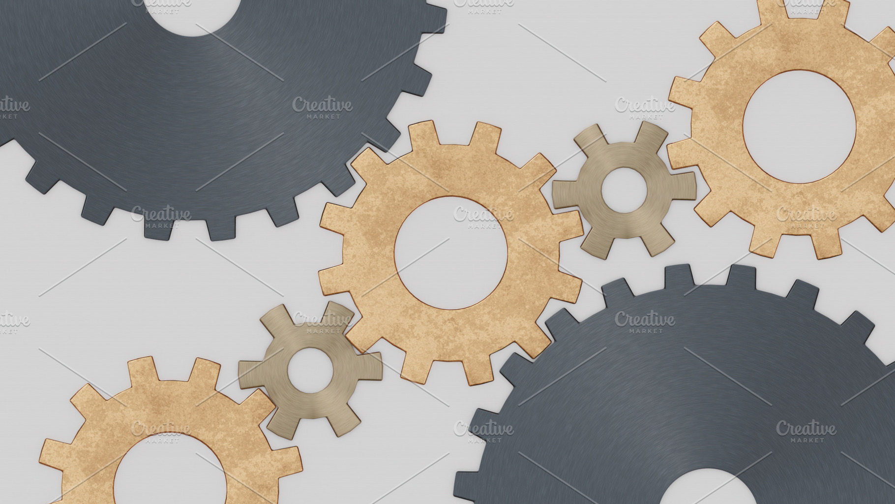 Interlocking metal gears on light industrial background, an Industrial Photo by RF Images