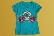 Vector Sugar Skull with roses, a Pattern Graphic by Shusha Guna Art (Thumbnail 6 of 8)