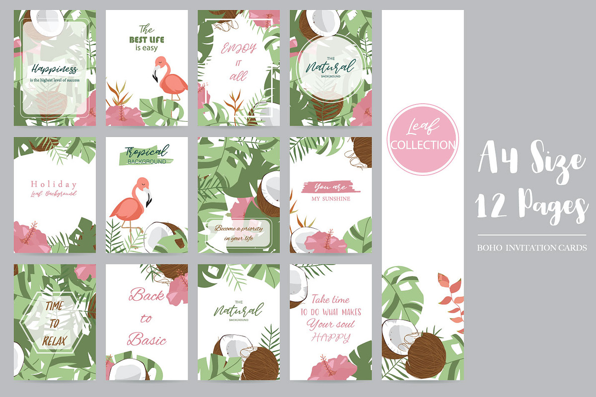 12 cute tropical design cards1#, a Card Template by Piixypeach (Photo 2 of 3)