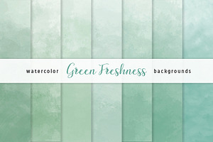 Green Ombre Watercolor Backgrounds