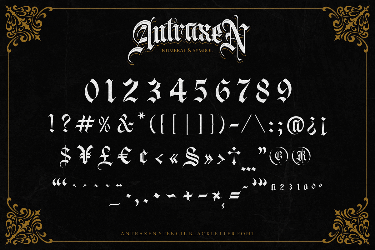 Antraxen for Tattoo & Liquor Brand, a Blackletter Font by ilhamtaro (Photo 8 of 10)