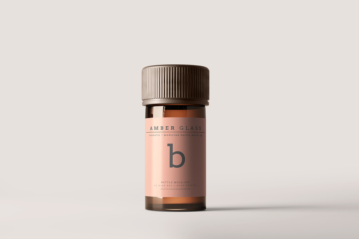 Amber Glass Bottle Mockup, a Cups & Container Mockup by pmvch (Photo 6 of 20)