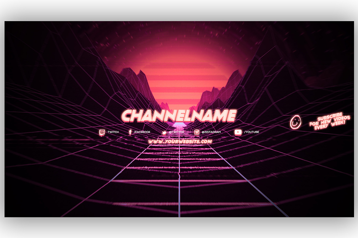 3 Retro Youtube Channel Art Banners, a Social Media Template by RussGFX (Photo 3 of 6)