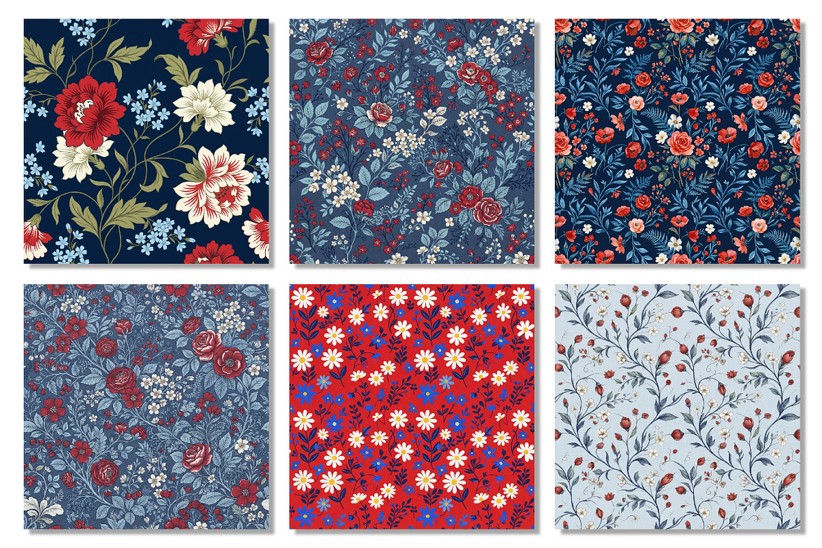 Floral Digital Paper, Ditsy Flowers, a Texture Graphic by Dream Creation (Photo 3 of 6)