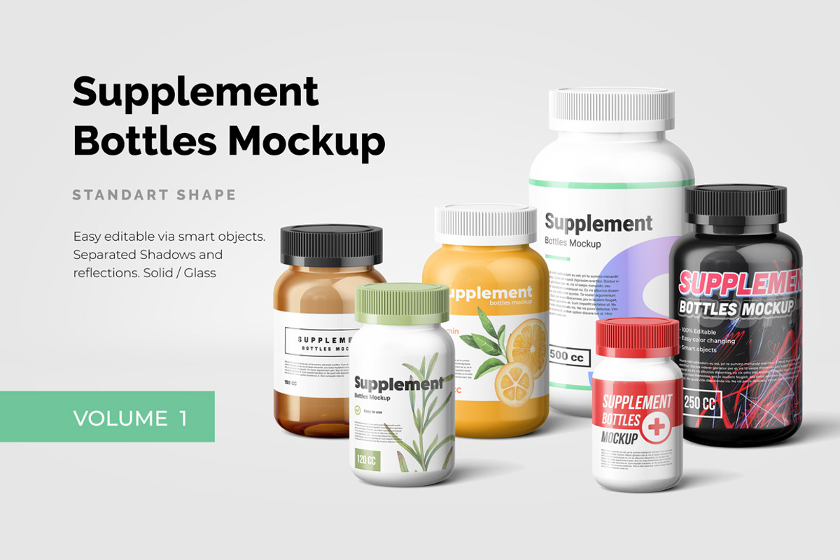 Supplement Bottles Mockup, a Product Mockup by Kotulsky Mockups (Photo 1 of 4)