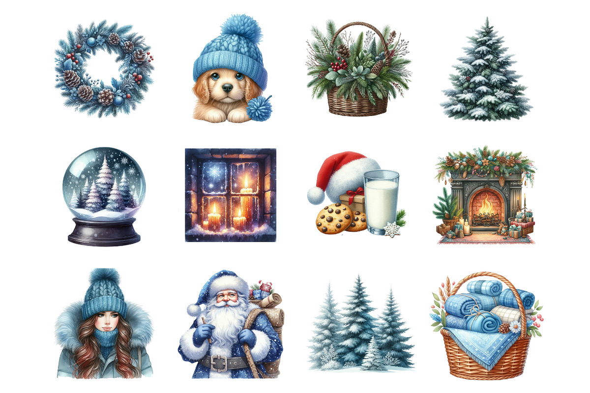 Watercolor Winter Clipart Bundle, an Illustration by SinaCreation (Photo 2 of 7)