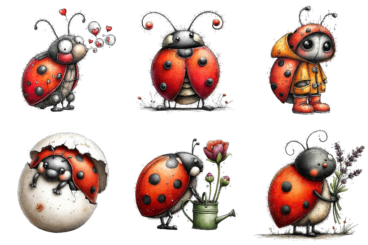 Whimsical Spring Ladybug Clipart, an Illustration by DreamArtGraphic (Photo 4 of 4)