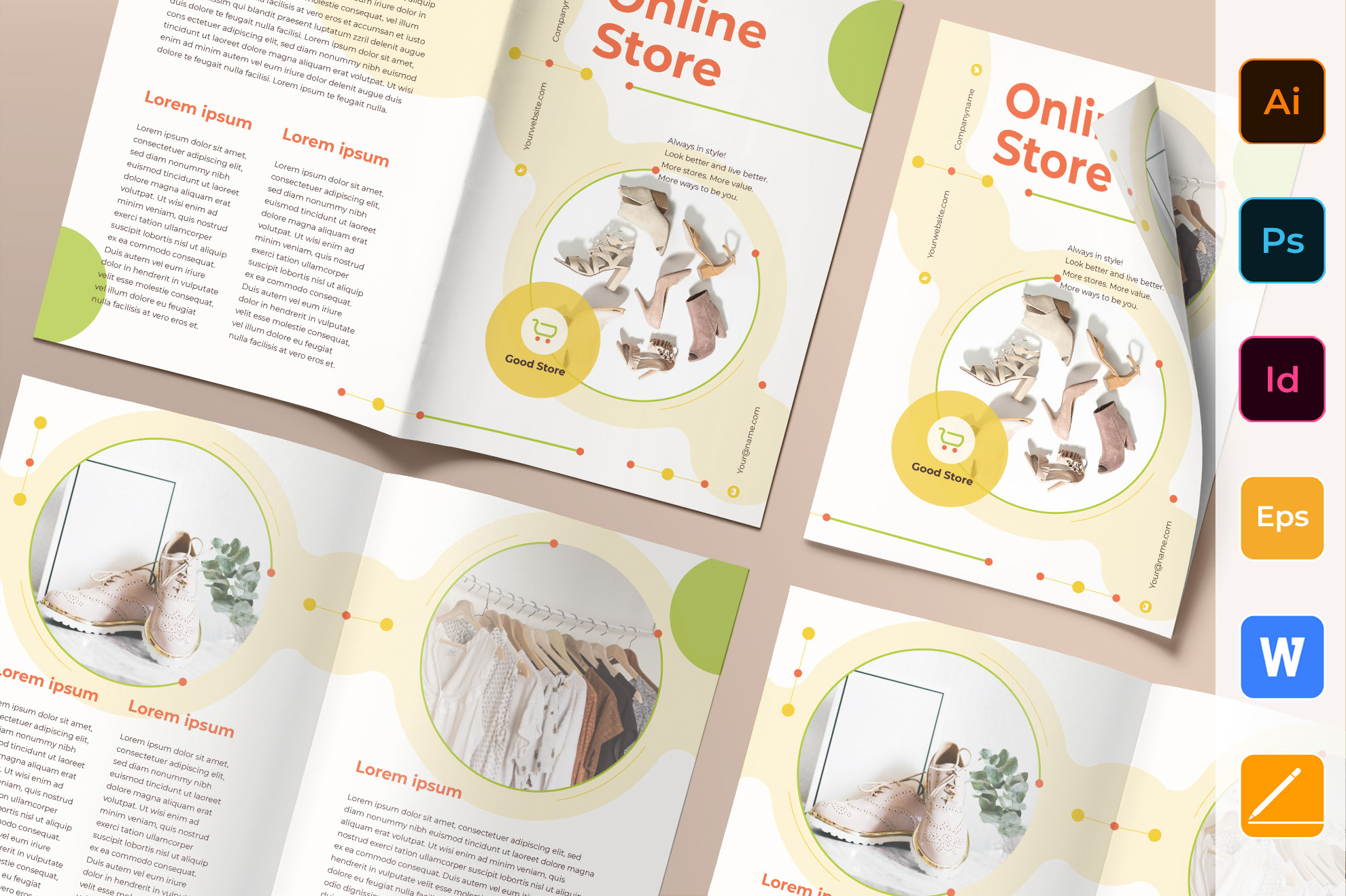 Online Store Brochure Bifold by Templatesnow  Creative Market