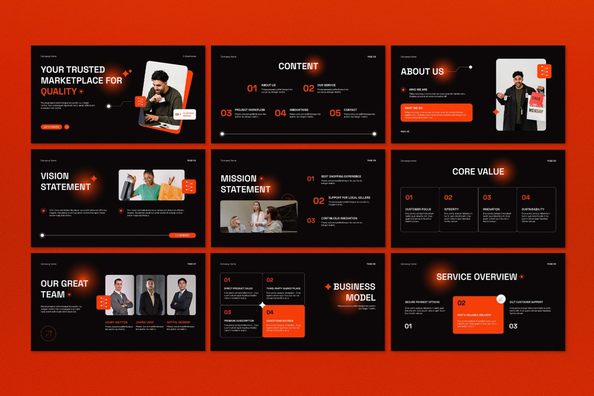 Black Company Profile Google Slide, a Presentation Template by graphicook (Photo 2 of 5)