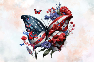 4th Of July Floral Butterfly