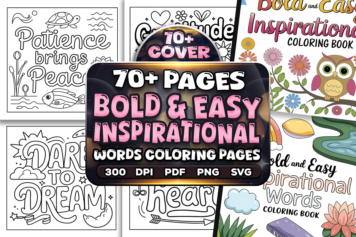 Easy Inspirational Words Coloring, a Decorative Illustration by Craftsbeefy (Photo 1 of 4)