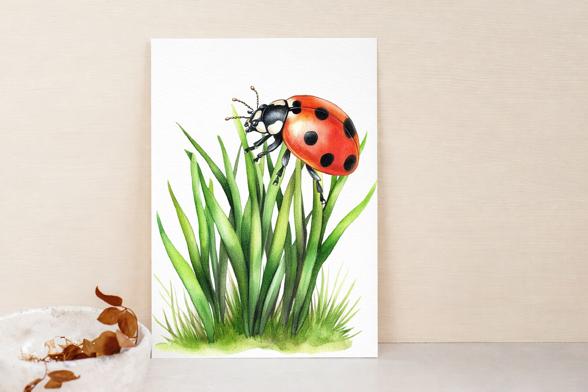 Watercolor Ladybug Clipart, an Illustration by Libby Wishes (Photo 3 of 7)