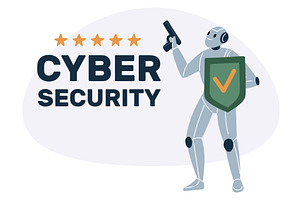 Armed robot with shield. Cyber, a Technology Illustration by Vectorbuum