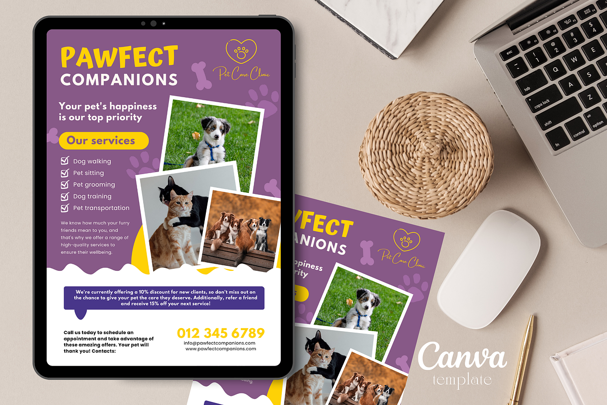 Canva Pet Grooming Flyer Template, a Marketing Template by PixelCraft (Photo 1 of 10)