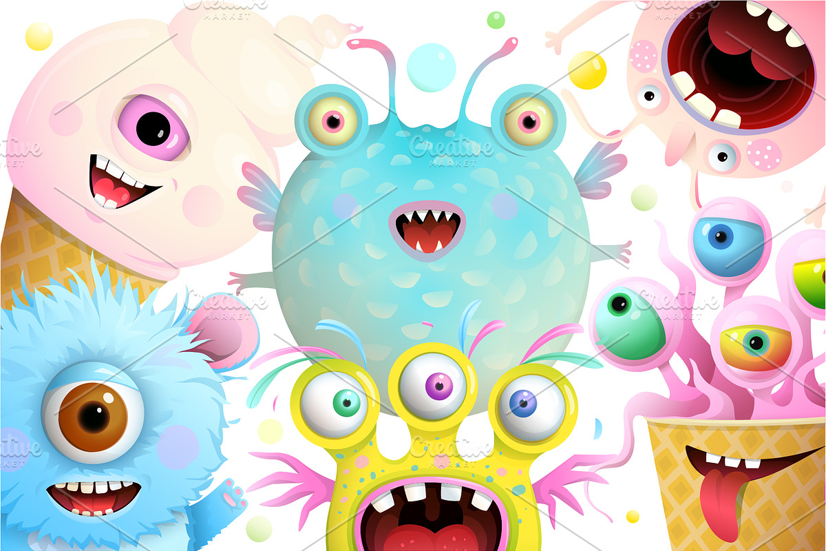 Monsters Eyes and Mouth for Kids Set, an Animal Illustration by Popmarleo Shop (Photo 4 of 4)