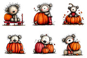 Whimsical Autumn Teddy Bear Clipart, a Seasonal Illustration by CreationArt (Thumbnail 3 of 6)
