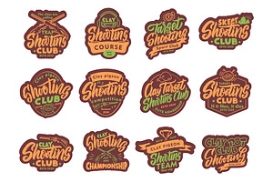 Logo Set Of Vintage Clay Shooting