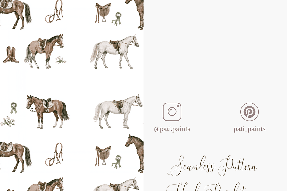 Elegant Horse Seamless Pattern, a Pattern Graphic by Pati Charm Studio (Photo 5 of 6)