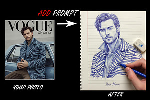 AI Ink Drawing Prompts–Bic PenSketch, an Illustration by 3d_model_tifotizi