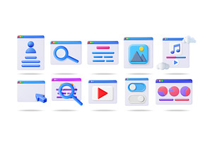 Set of 3d vector interface elements, a Technology Illustration by Abscent