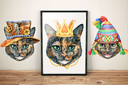 Portraits of tortoiseshell cat, an Animal Illustration by Watercolor fantasy (Thumbnail 5 of 6)