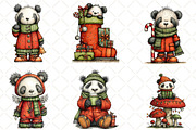 Whimsical Christmas Panda Clipart, an Animal Illustration by Black Bird Studio (Thumbnail 3 of 3)