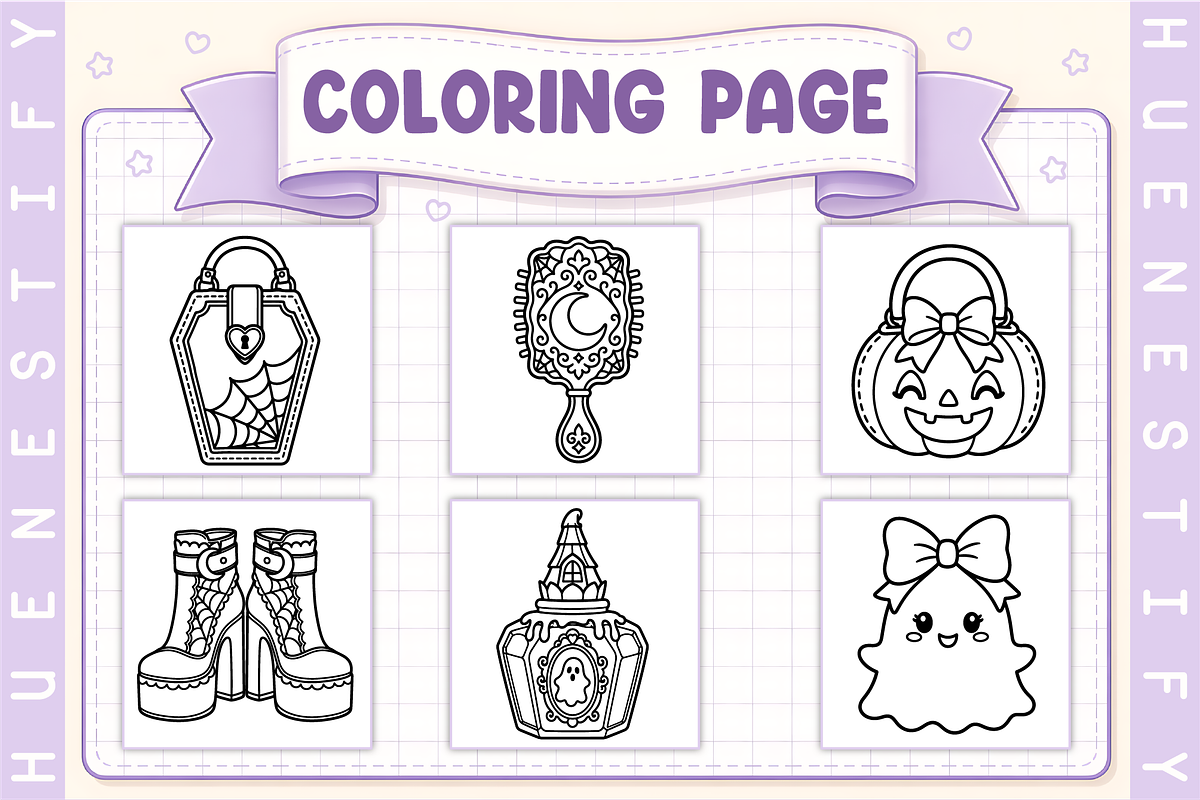 Spooky Girl Coloring Book, a Seasonal Illustration by HueNestify (Photo 2 of 4)