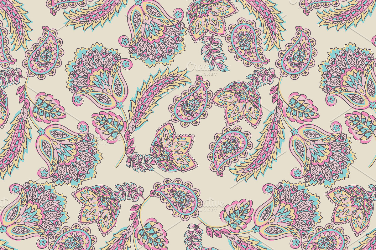 6 Asian Paisley seamless patterns, a Pattern Graphic by antalogiya (Photo 2 of 7)