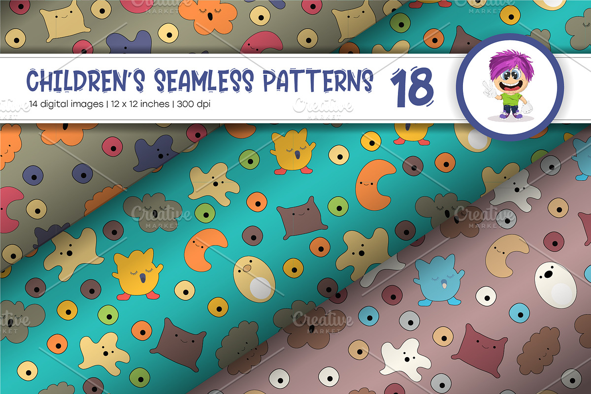 Cute Baby Seamless Patterns 18., a Pattern Graphic by KENO Mascots (Photo 3 of 6)