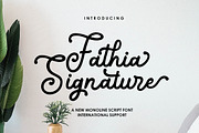 Fathia Signature, a Script Font by Akifatype. (Thumbnail 1 of 6)