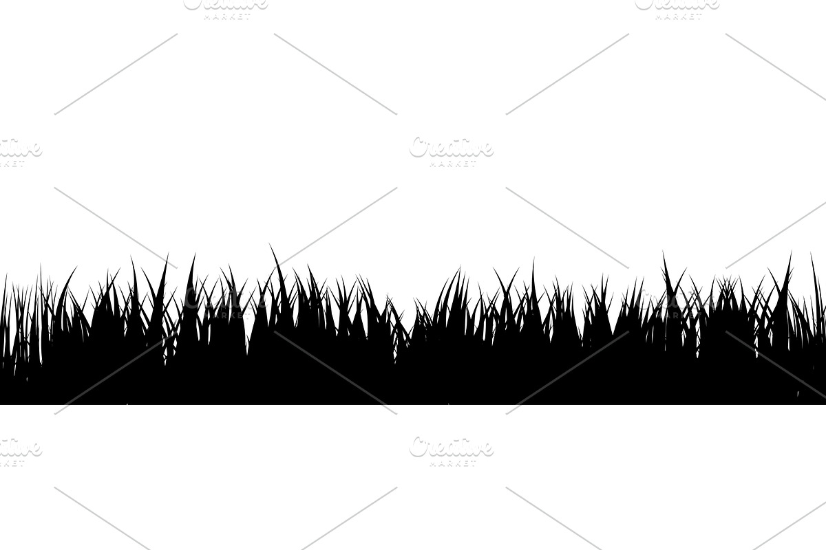 Meadow silhouette with grass, plants, an Object Illustration by 32pixels