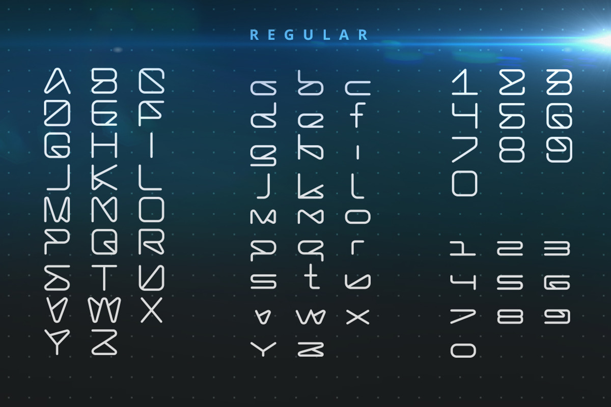 LineTech futuristic technology font preview 2