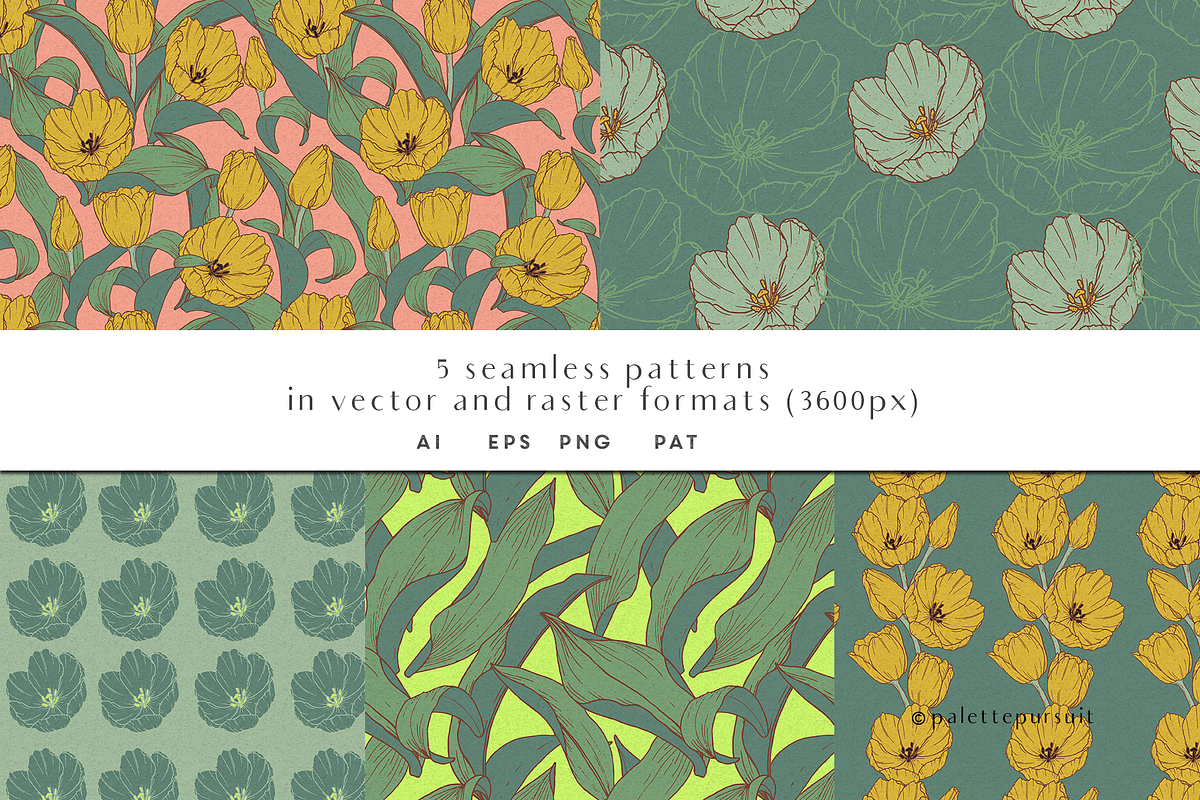 Tulip vector clipart & patterns, a Pattern Graphic by Palette Pursuit (Photo 3 of 7)