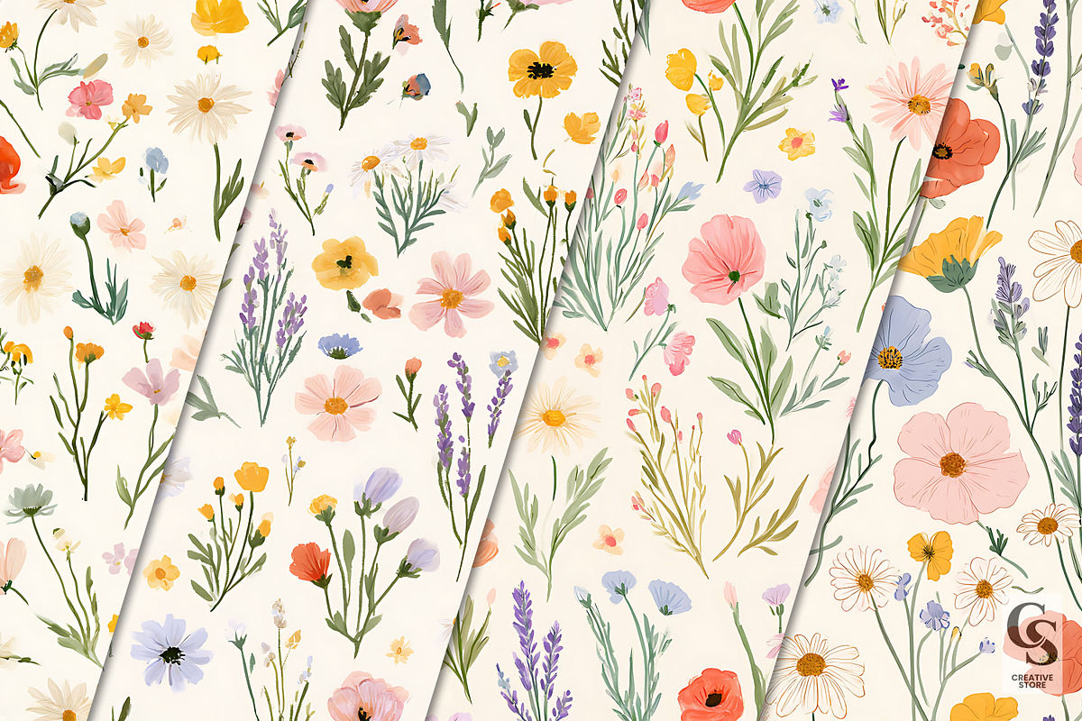 Cottagecore Autumn Embroidery Paper, a Pattern Graphic by Creative Store (Photo 2 of 5)