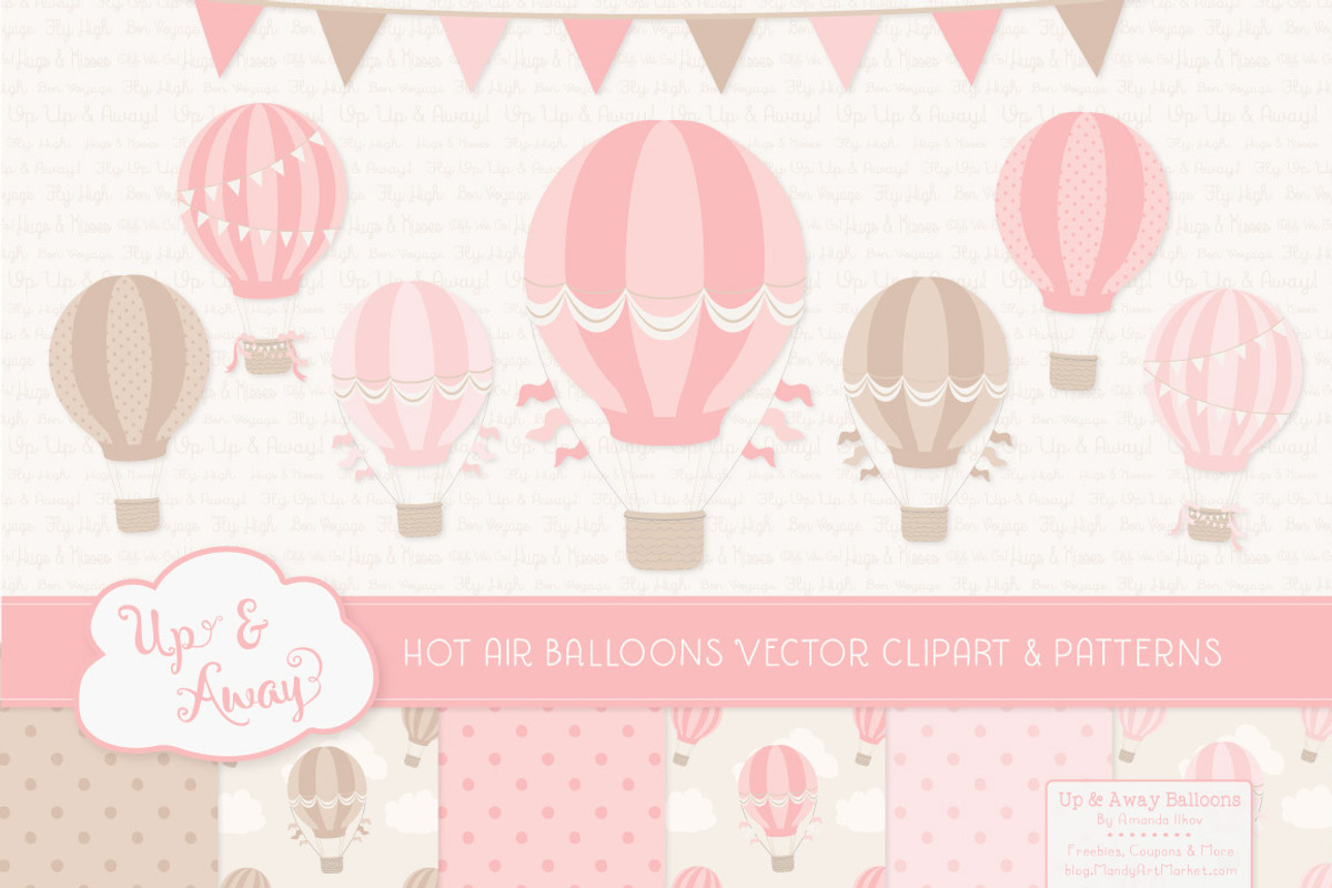 Pink Hot Air Balloons & Patterns, an Illustration by Amanda Ilkov (Photo 1 of 5)