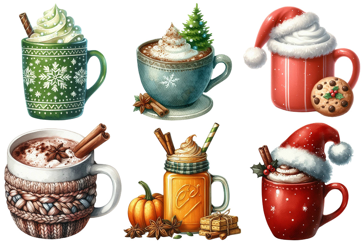 Cute Christmas Hot Cocoa Cup Clipart, an Illustration by Pixels.Craft (Photo 5 of 6)
