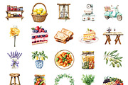 Watercolor Italian Kitchen Clipart, an Illustration by Design Market (Thumbnail 2 of 3)