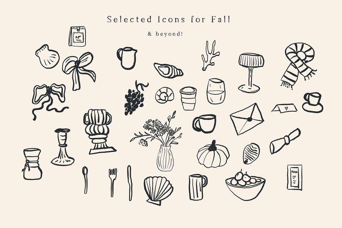 Hand Drawn Cosy Fall Line Art Icons, an Object Graphic by Laras Wonderland (Photo 4 of 10)