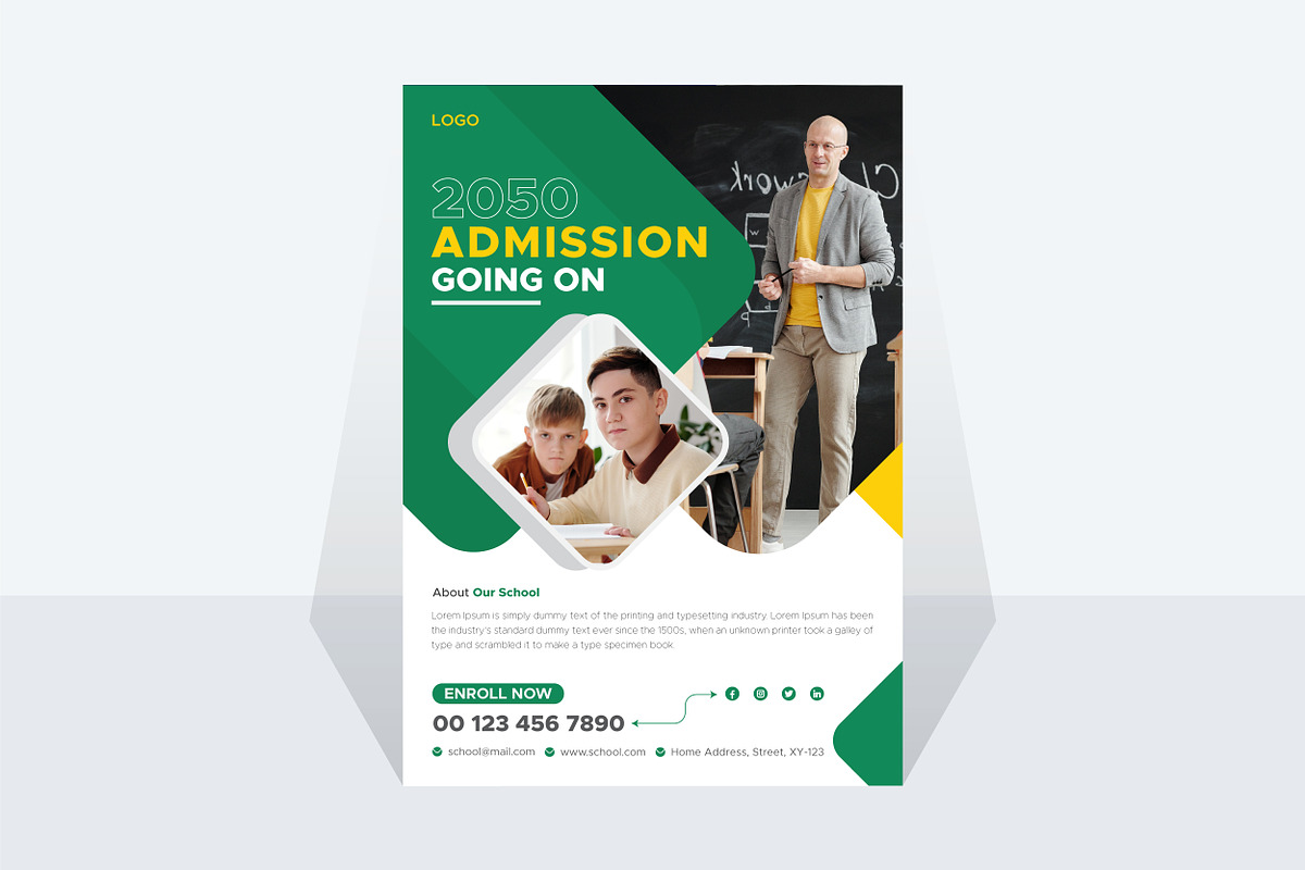 Education Flyer Design For Admission, a Flyer Template by MxVect Stock (Photo 3 of 3)