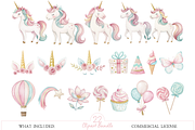 Sweet Unicorn Watercolor Clipart, an Illustration by MockupWizard (Thumbnail 2 of 4)