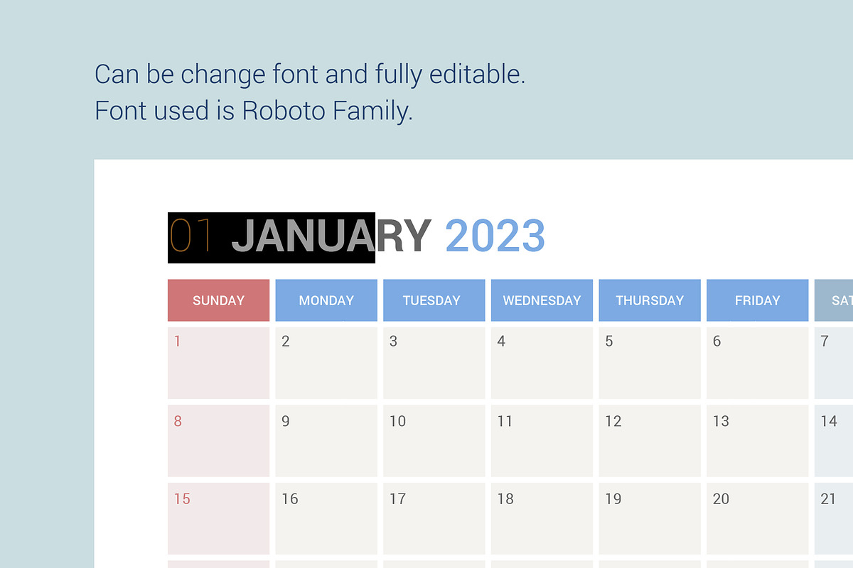 Calendar 2023 Planner Design[Sunday], a Stationery Template by WORAKAMON Design Studio (Photo 5 of 5)