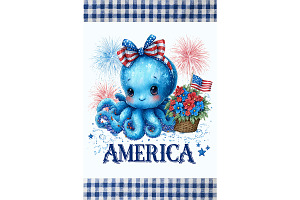 Patriotic Octopus Design for Art, an Animal Illustration by Art Paradise Studios