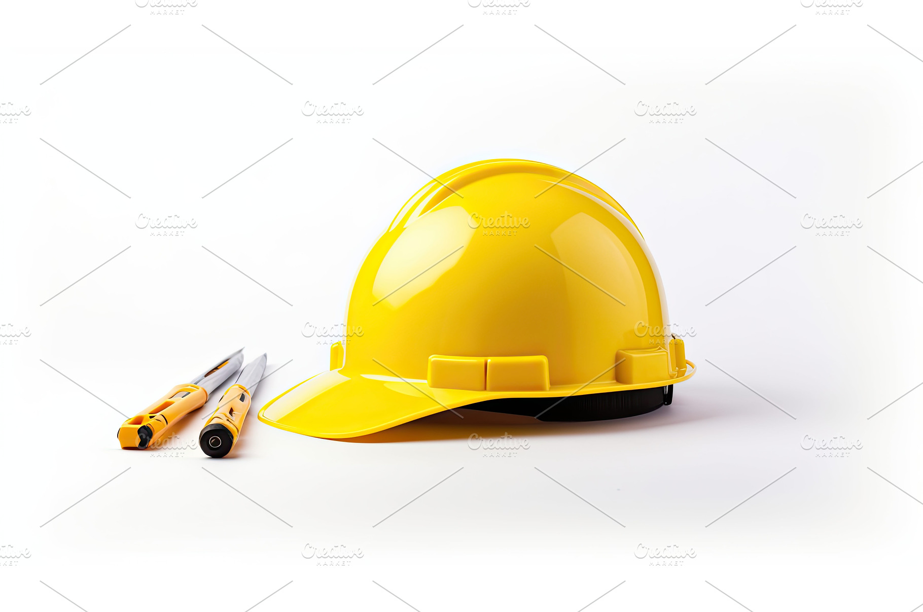 brand yellow hardhat white, an Industrial Photo by pikepicture