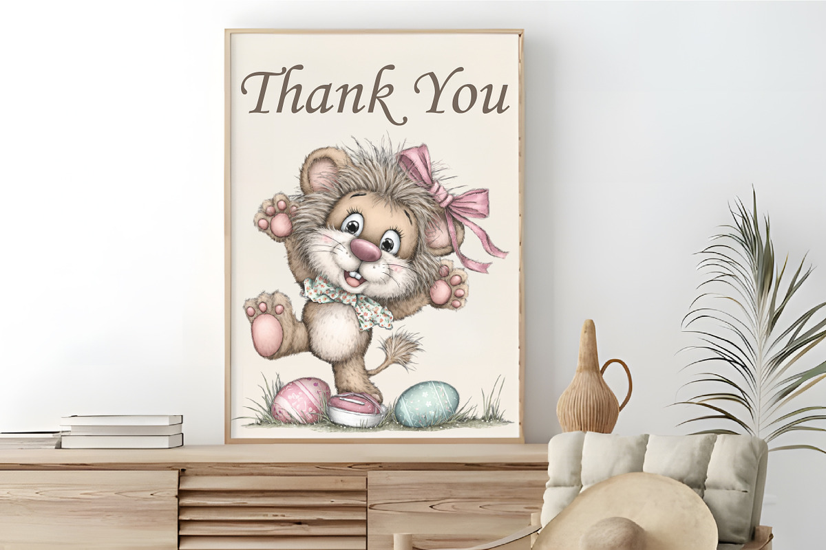 Quirky Easter Lion Clipart Bundle, an Animal Illustration by RobertsArt (Photo 5 of 5)