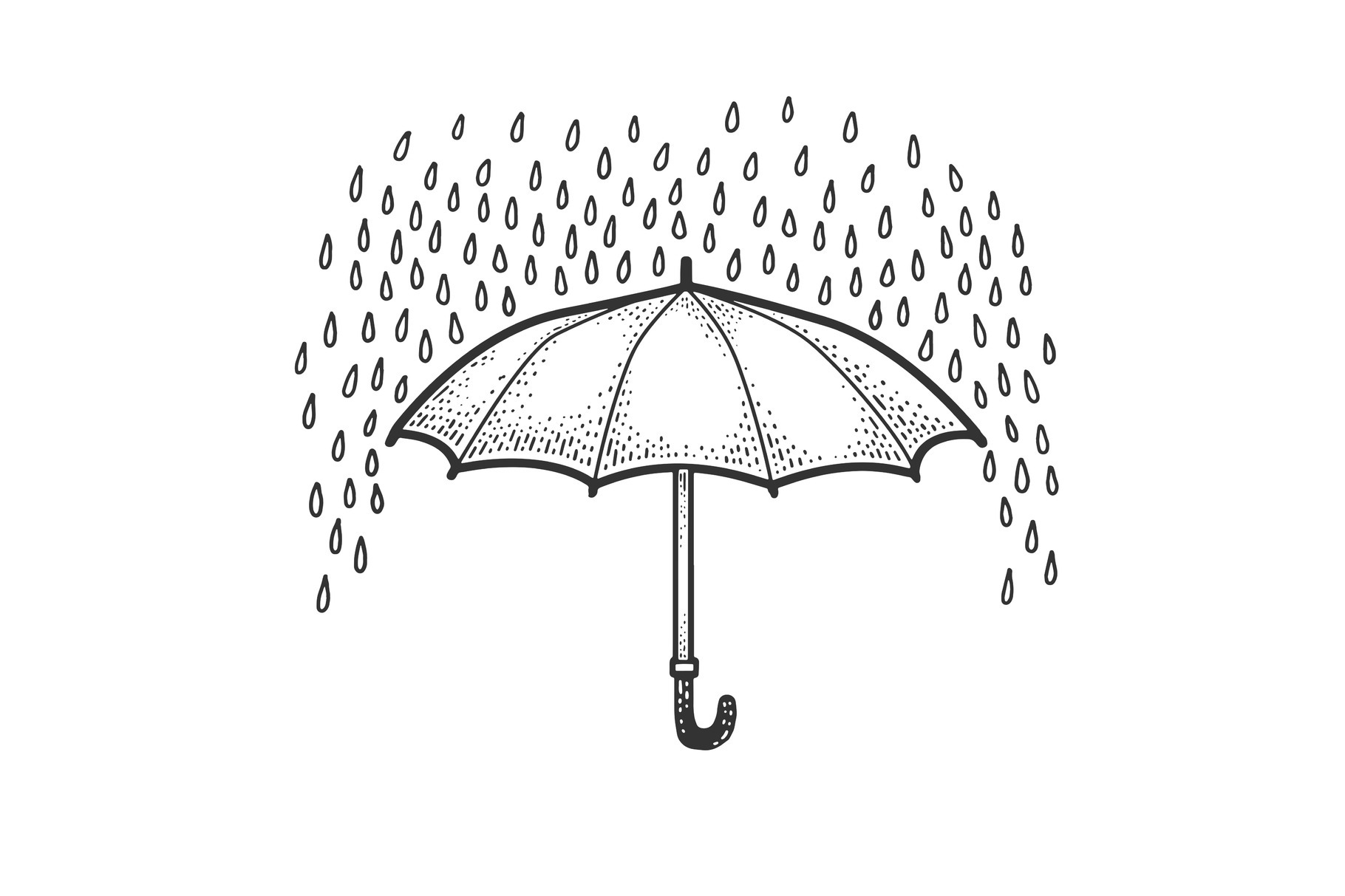 Rain and umbrella sketch vector, an Object Graphic by AlexArt