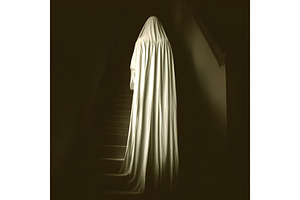 Draped Ghost Haunted House Stairway