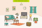 Scandinavian Minimalist Living Room, an Illustration by MEANDSTUDIO (Thumbnail 2 of 4)
